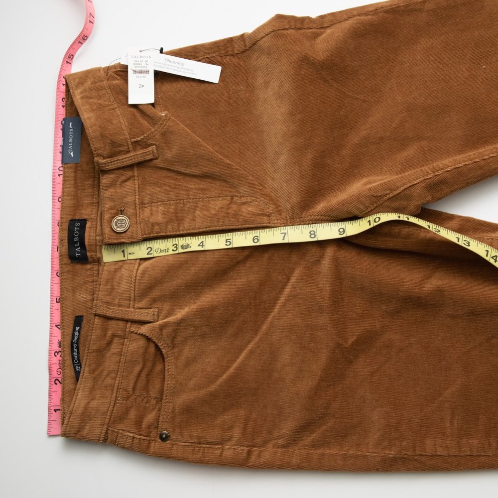Talbots Jeggings Corduroy High Waist Pants Skinny Stretch Brown Sz 2 Petite New - Picture 8 of 9